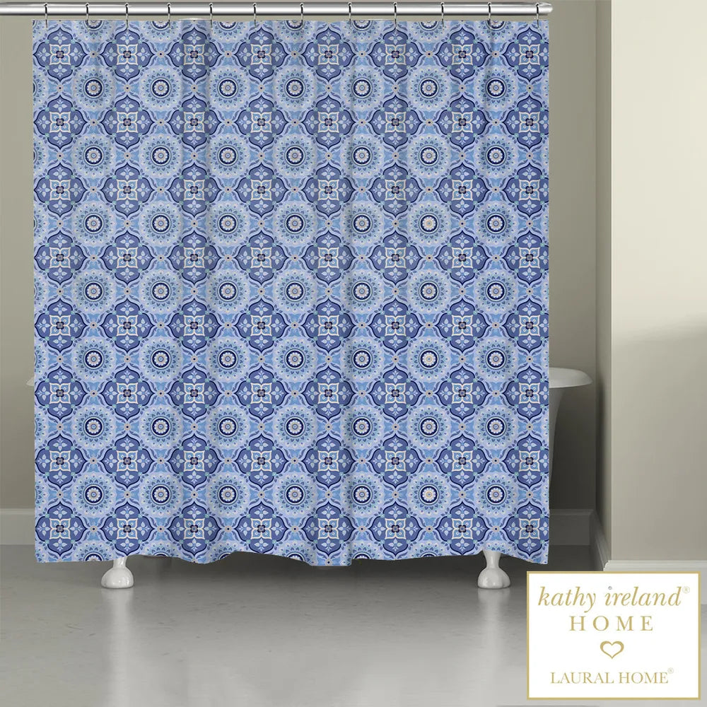 kathy ireland® HOME Indochine Mosaic Indigo Shower Curtain