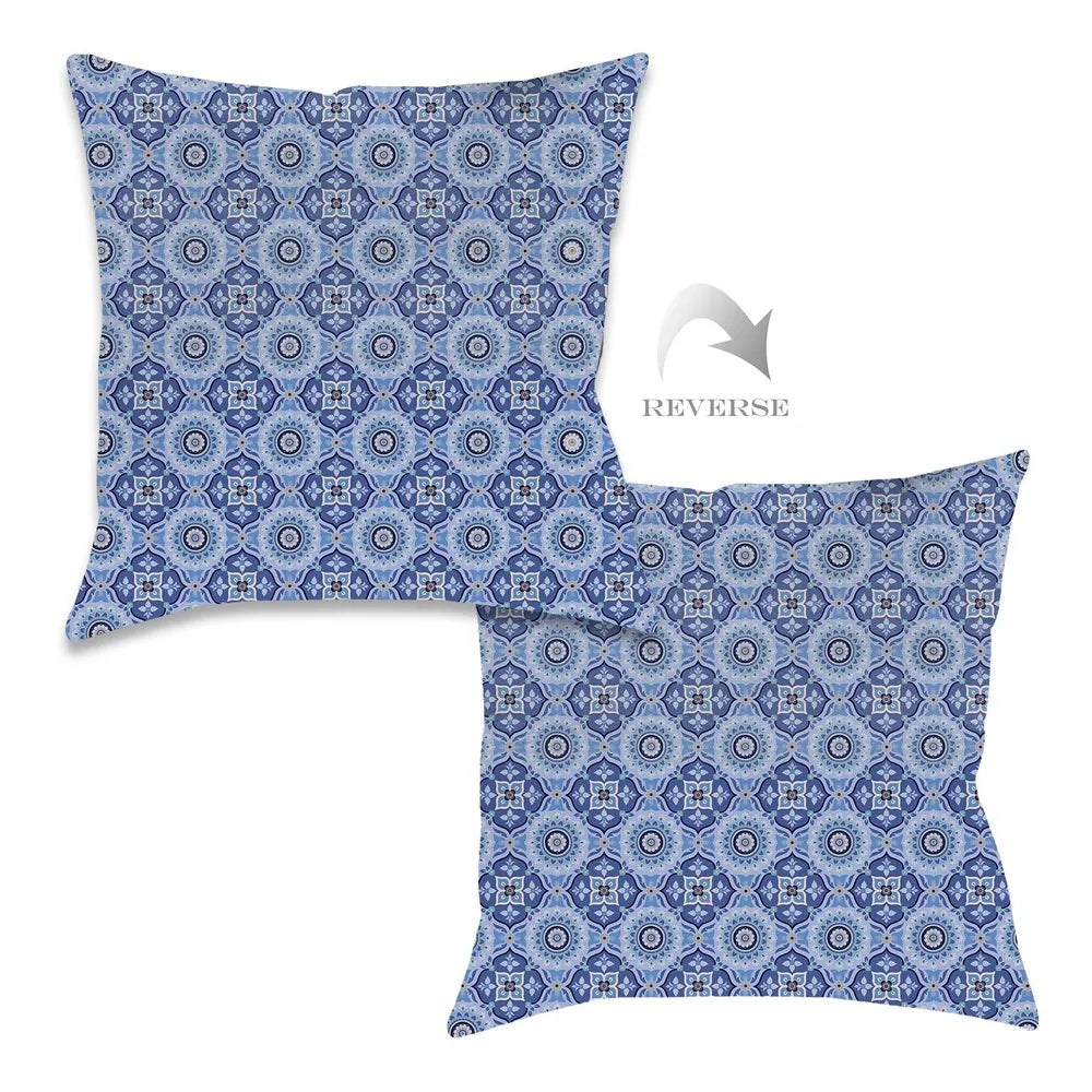 Indochine Mosaic Indigo Indoor Decorative Pillow