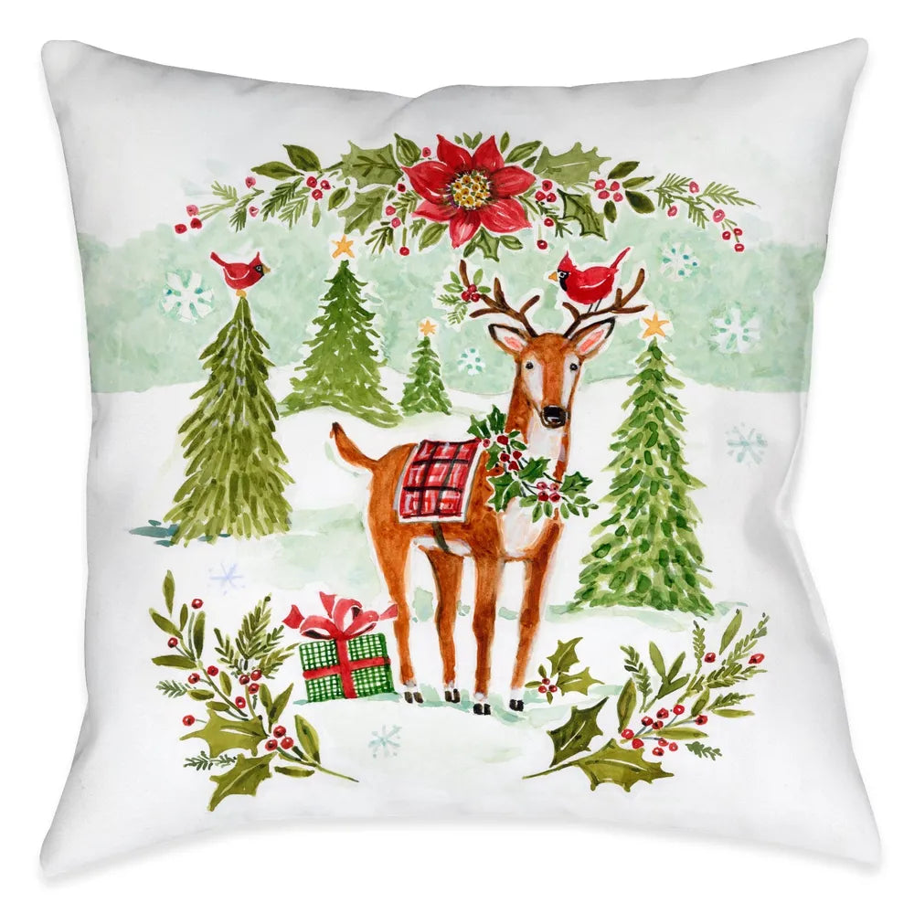 Joy of Christmas Reindeer Indoor Decorative Pillow
