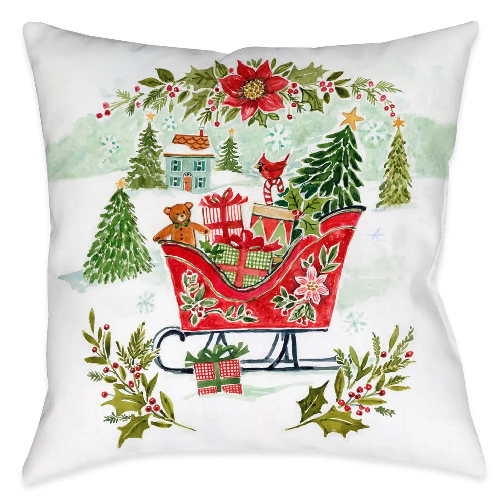 Joy of Christmas Sleigh Indoor Decorative Pillow