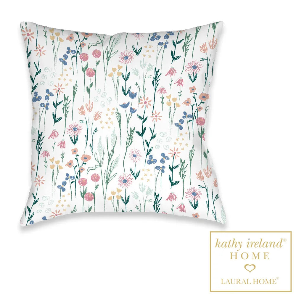 kathy ireland® HOME Delicate Floral Boho Outdoor Decorative Pillow