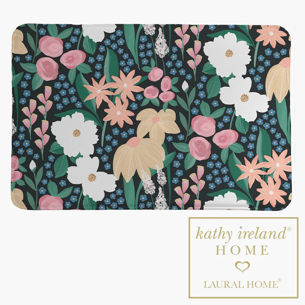 kathy ireland® HOME Delicate Floral Midnight Garden Memory Foam Rug