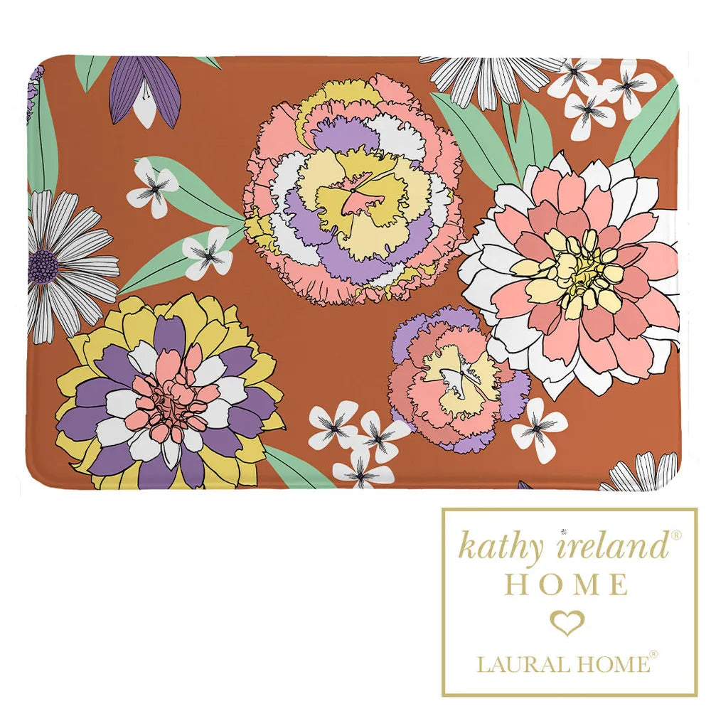 kathy ireland® HOME Retro Floral Bursts Memory Foam Rug