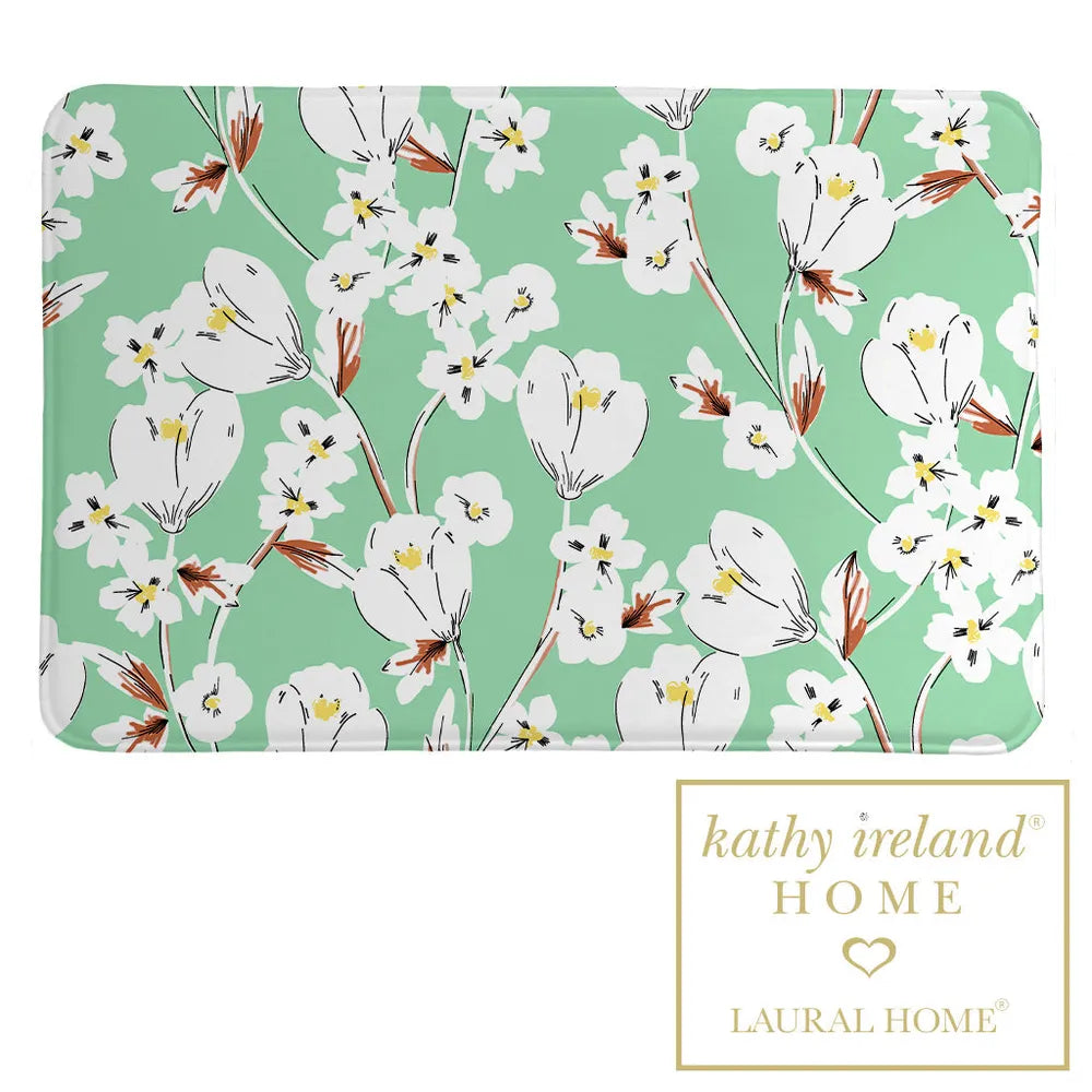 kathy ireland® HOME Retro Floral Mint Memory Foam Rug
