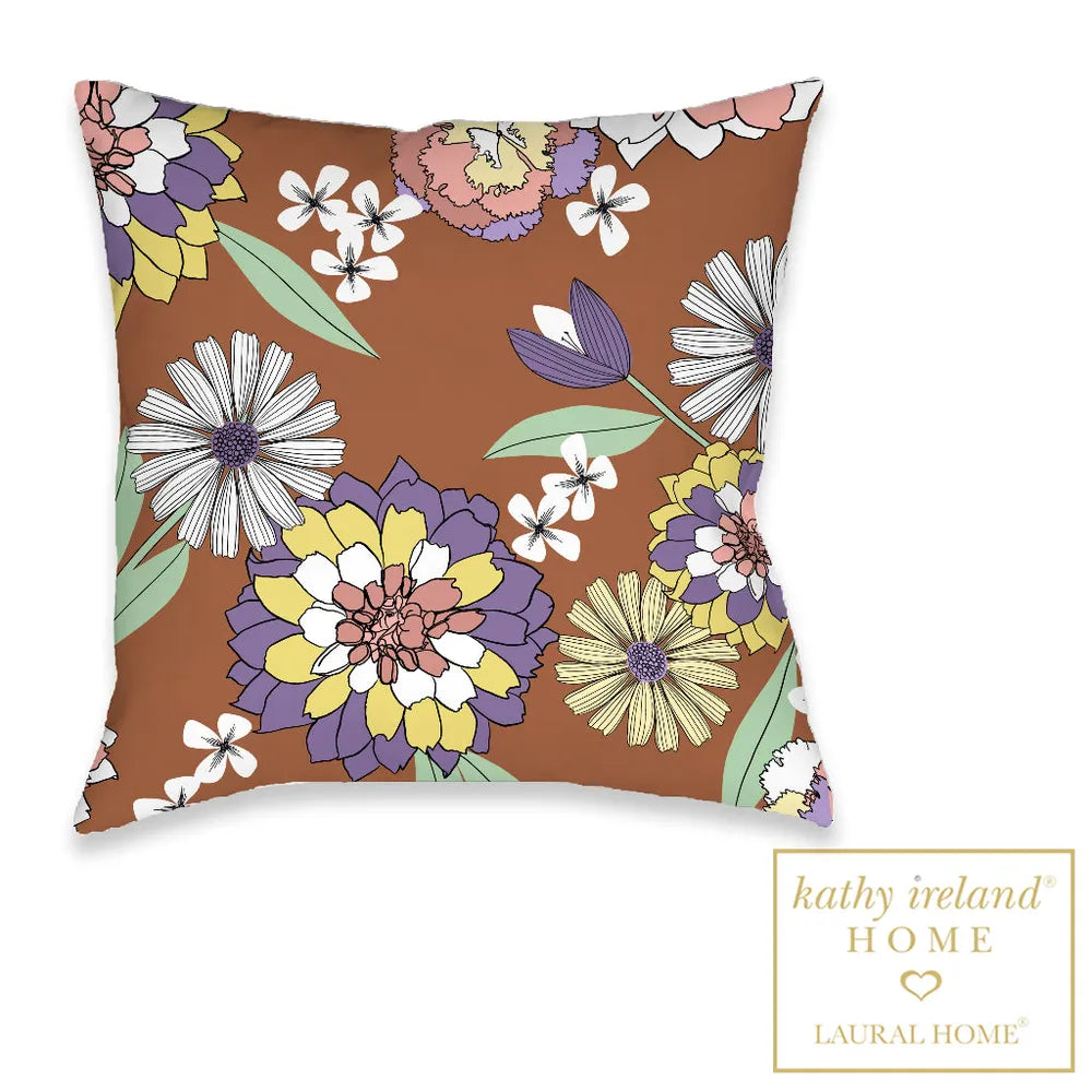 kathy ireland® HOME Retro Floral Bursts Outdoor Decorative Pillow