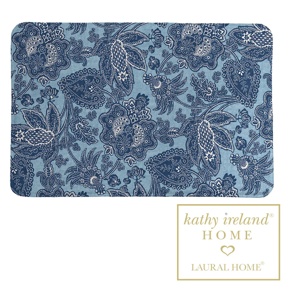 kathy ireland® HOME Blue Jean Floral Memory Foam Rug