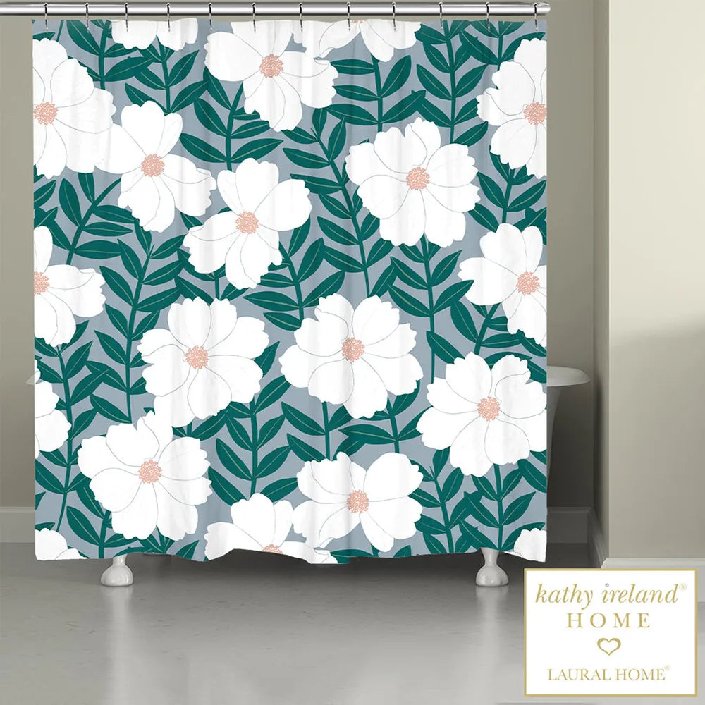 kathy ireland® HOME Delicate Floral Magnolia Shower Curtain