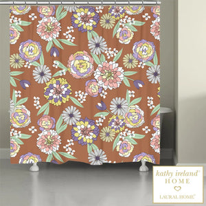 kathy ireland® HOME Retro Floral Bursts Shower Curtain
