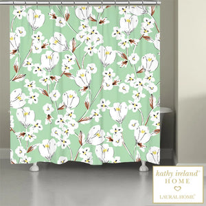 kathy ireland® HOME Retro Floral Mint Shower Curtain