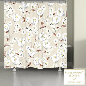kathy ireland® HOME Retro Floral Neutral Shower Curtain