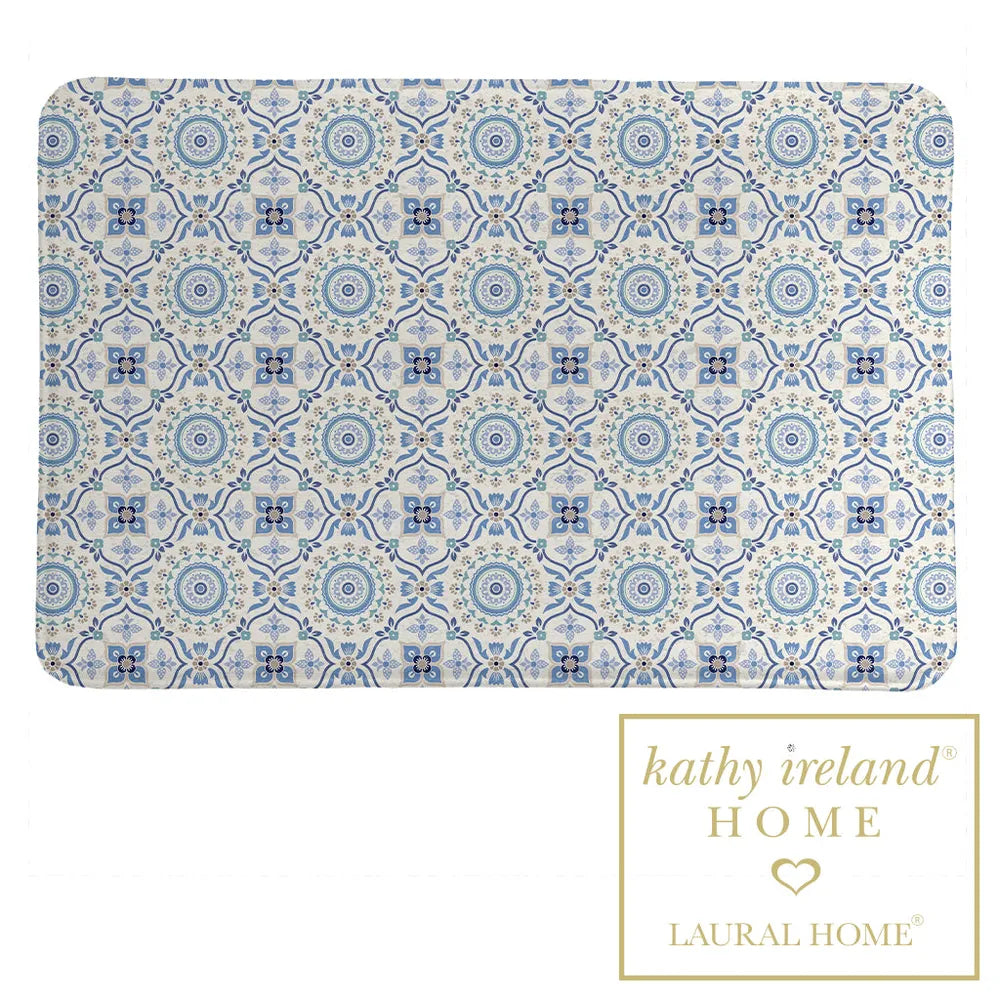 kathy ireland® HOME Indochine Mosaic Blue Memory Foam Rug
