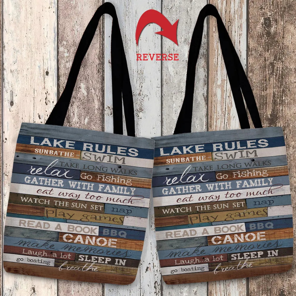 Lake Rules Canvas Tote Bag