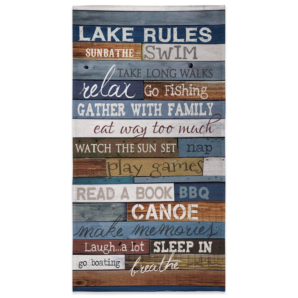 Lake Rules Beach Towel