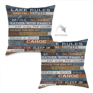 Lake Rules Indoor Woven Decorative Pillow