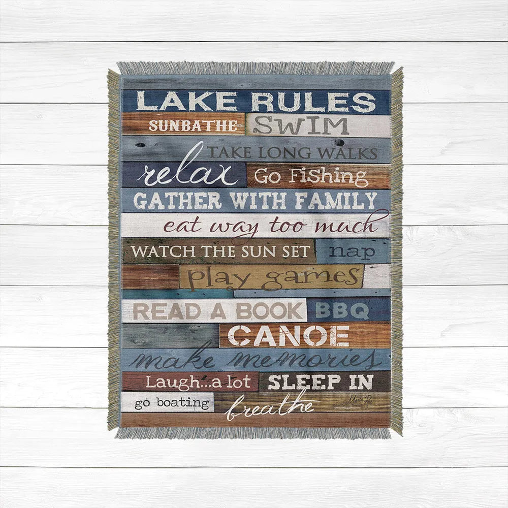 Lake Rules Woven Throw Blanket