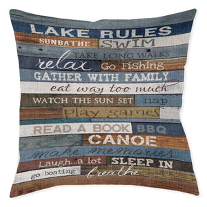 Lake Rules Indoor Woven Decorative Pillow