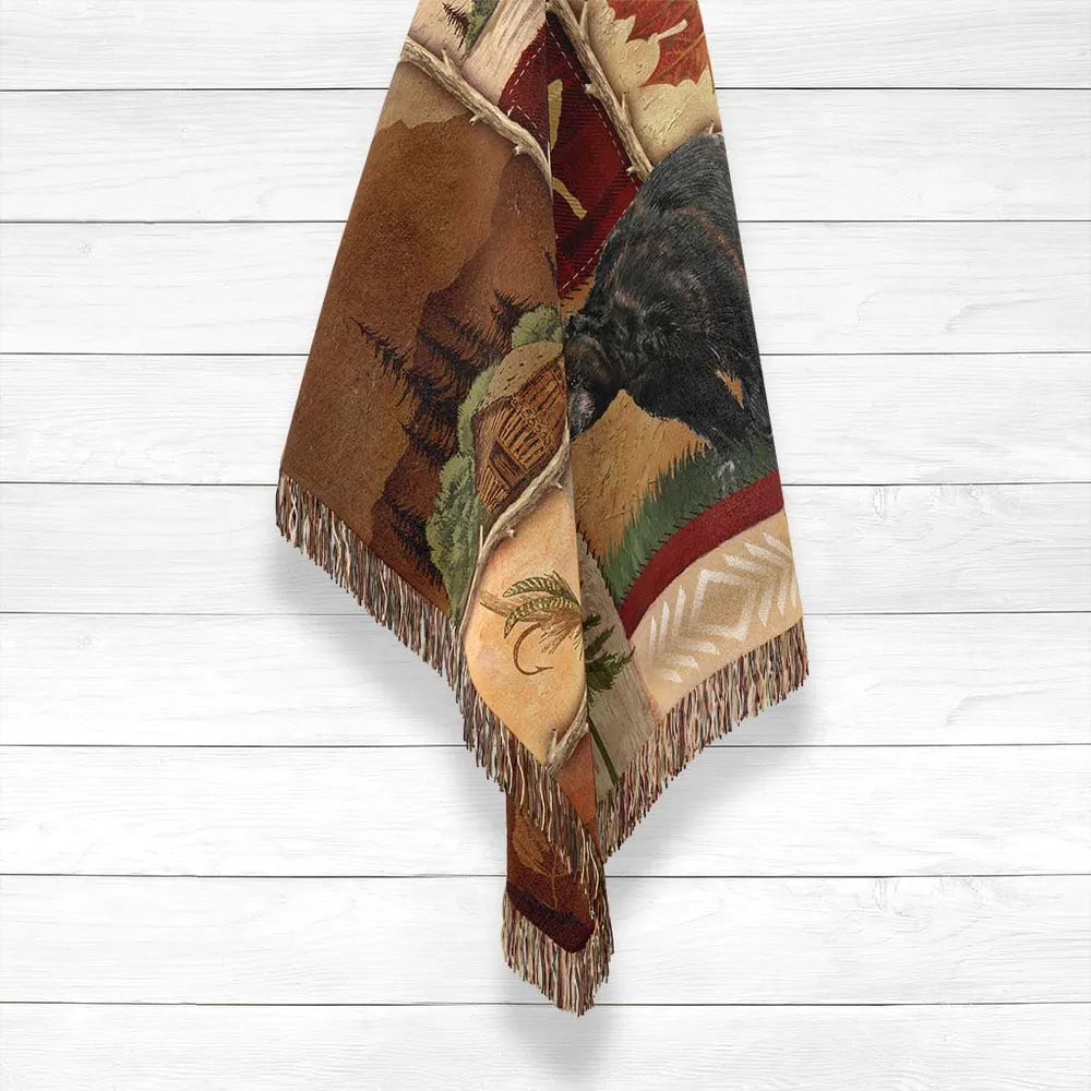 Lodge Collage Woven Throw Blanket
