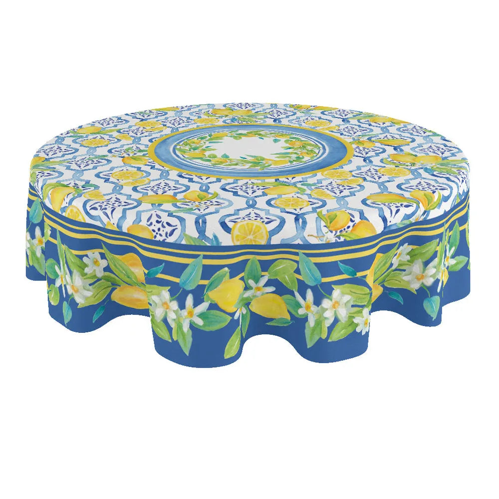 Lovely Lemons Round Tablecloth