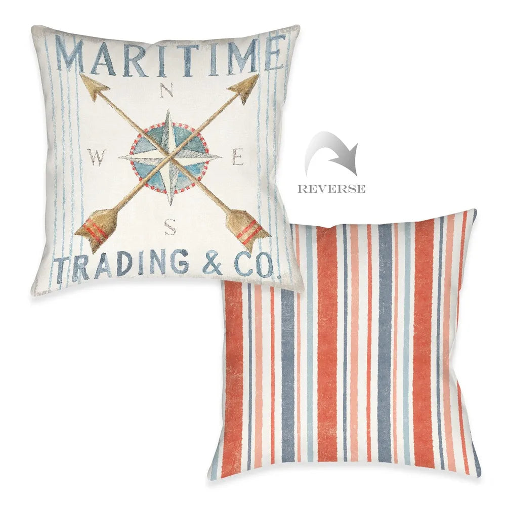 Maritime Compass Outdoor Decorative Pillow