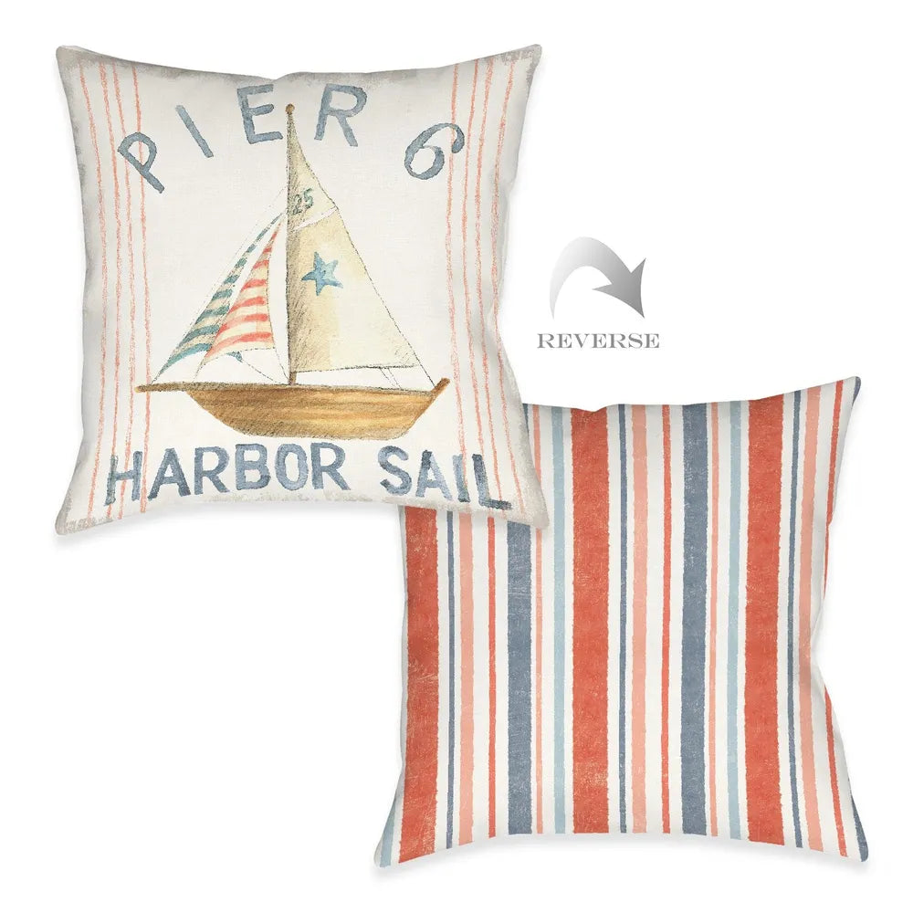 Maritime Sailboat Outdoor Decorative Pillow