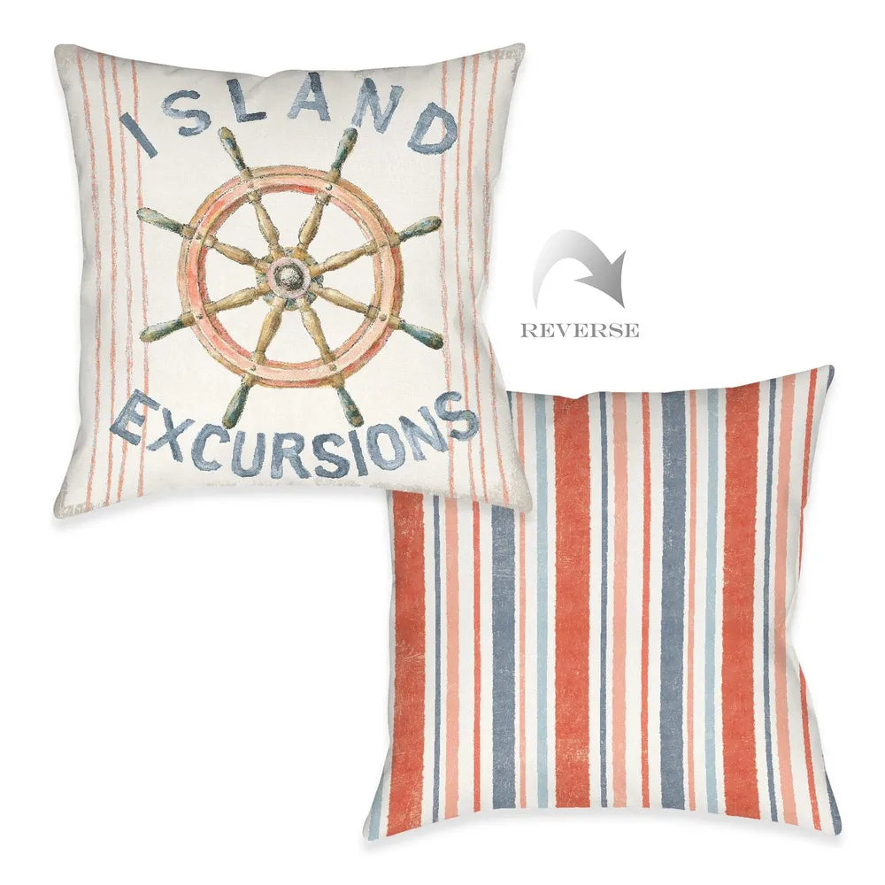 Maritime Wheel Outdoor Decorative Pillow