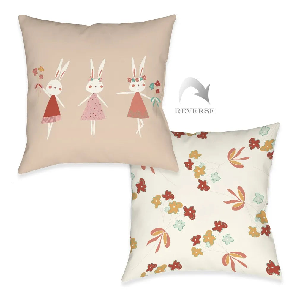 Matilda Bunny Ballerina Floral Indoor Decorative Pillow