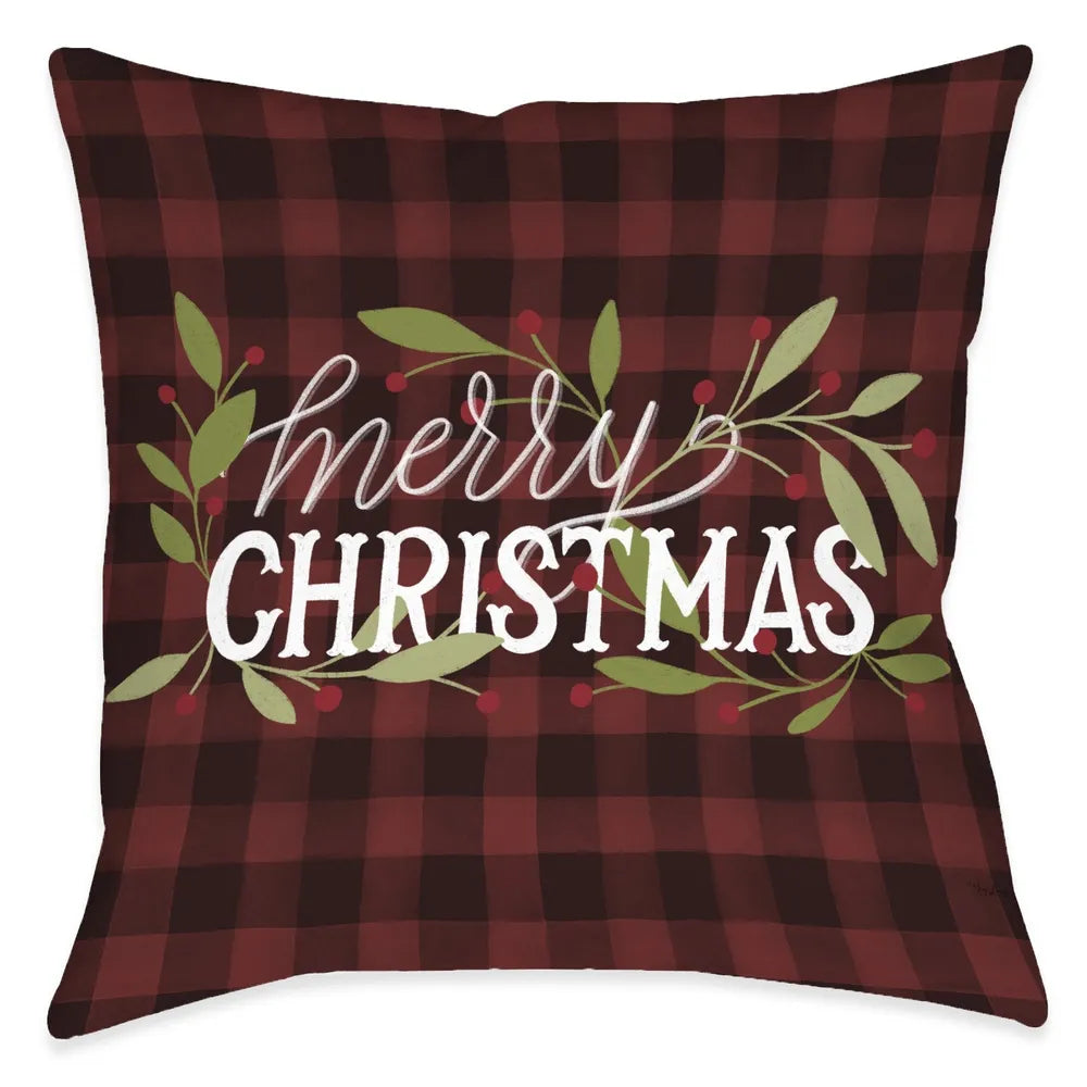 Merry Christmas Plaid Indoor Decorative Pillow