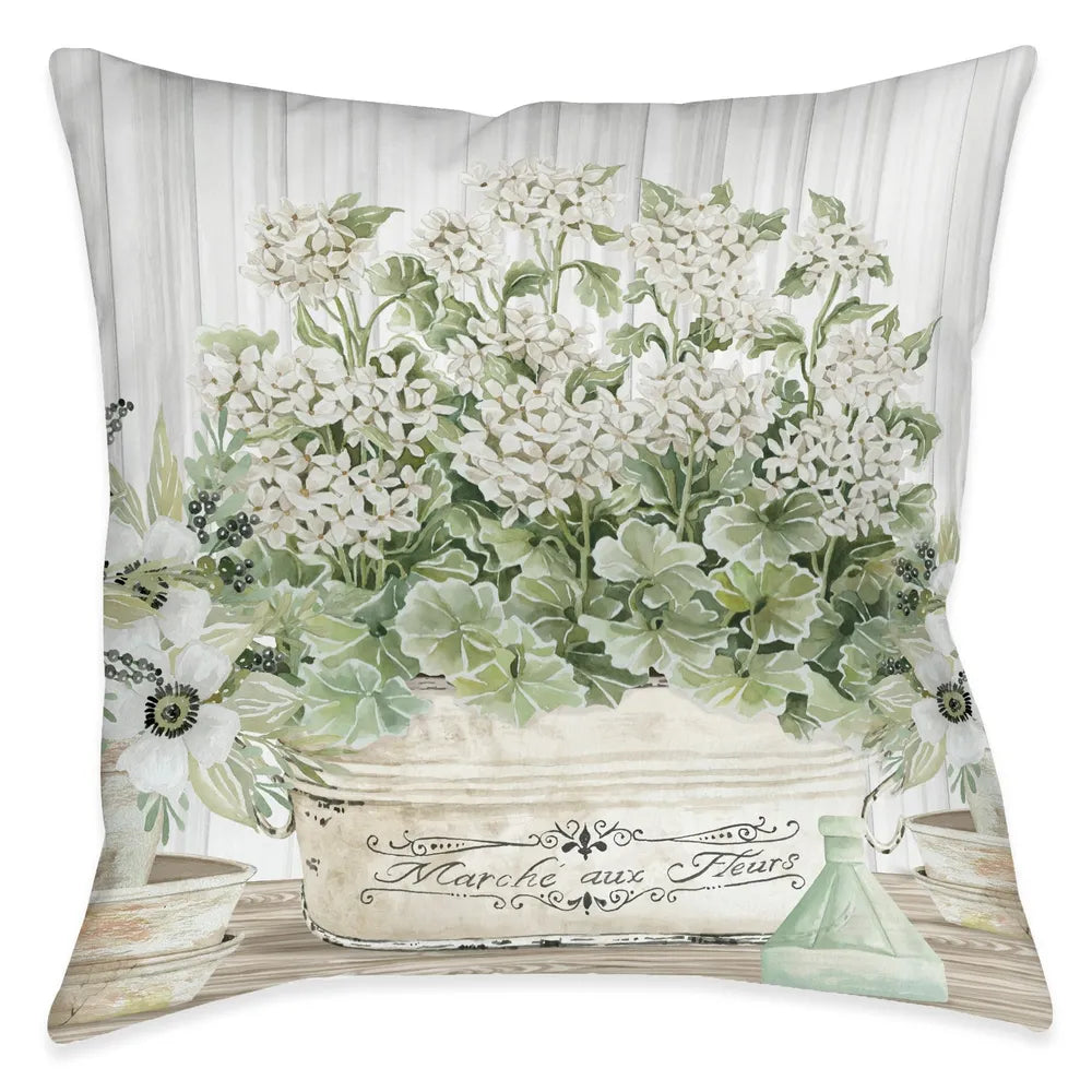 Mint French Fleurs Geranium Indoor Decorative Pillow