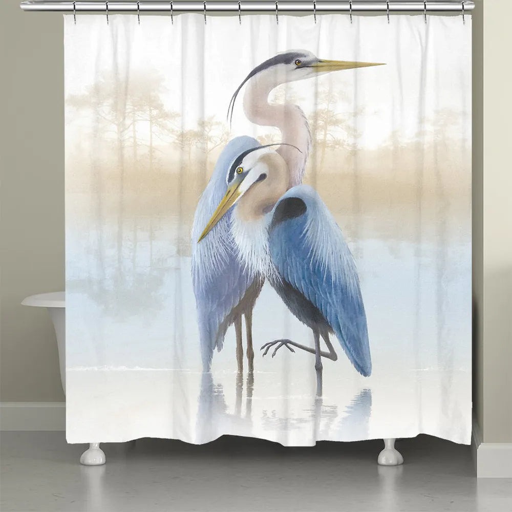 Misty Heron Shower Curtain