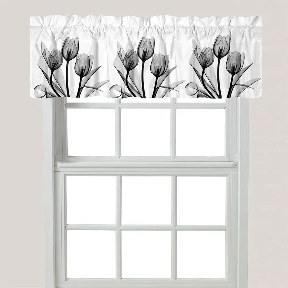 Monochromatic Black Tulips Window Valance