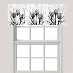 Monochromatic Black Tulips Window Valance
