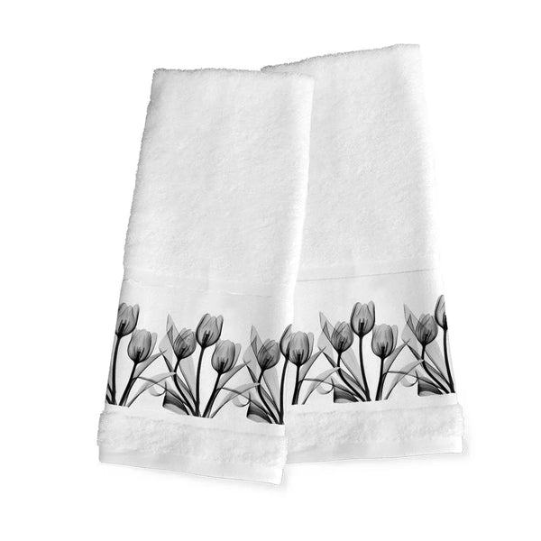 Artistic Simple Flower Black And White 45x75 Microfiber Kitchen Towel Hand  Dry Bathroom Cleaning Cloth Set