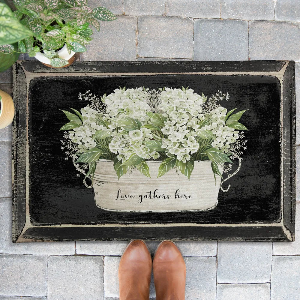 Moody Farmhouse Hydrangea Outdoor Door Mat