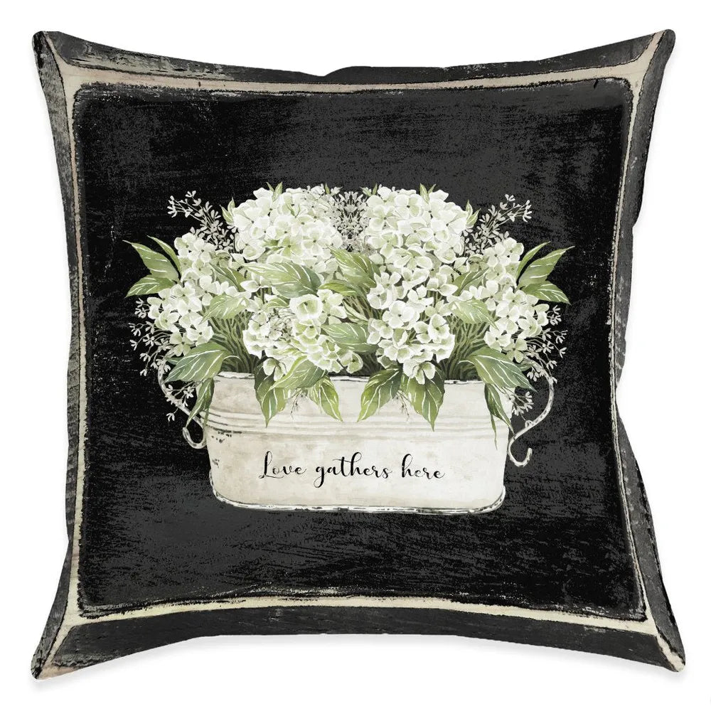 Moody Farmhouse Hydrangea Outdoor Decorative Pillow Laural Home