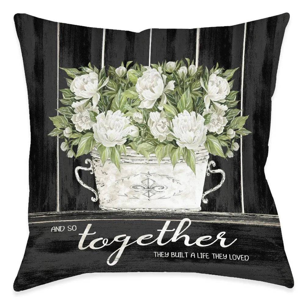 Moody Farmhouse Peonies Indoor Decorative Pillow