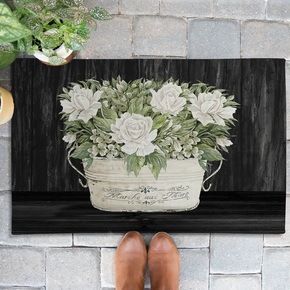 Moody Farmhouse Roses Outdoor Door Mat