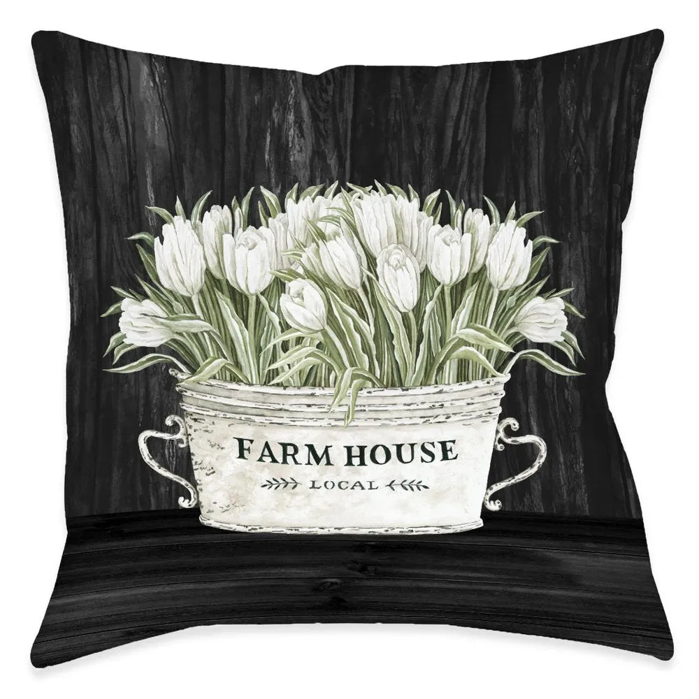 Moody Farmhouse Tulips Indoor Decorative Pillow