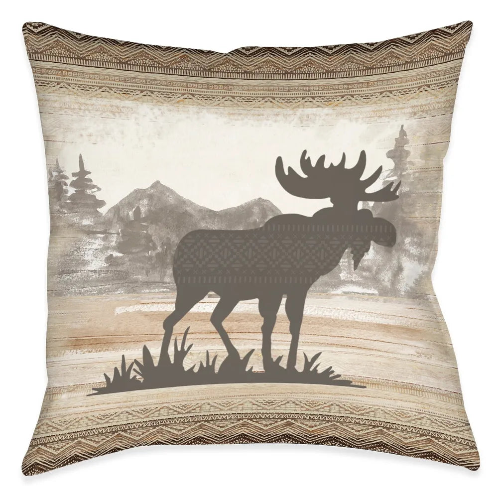 Mountain View Moose Indoor Decorative Pillow