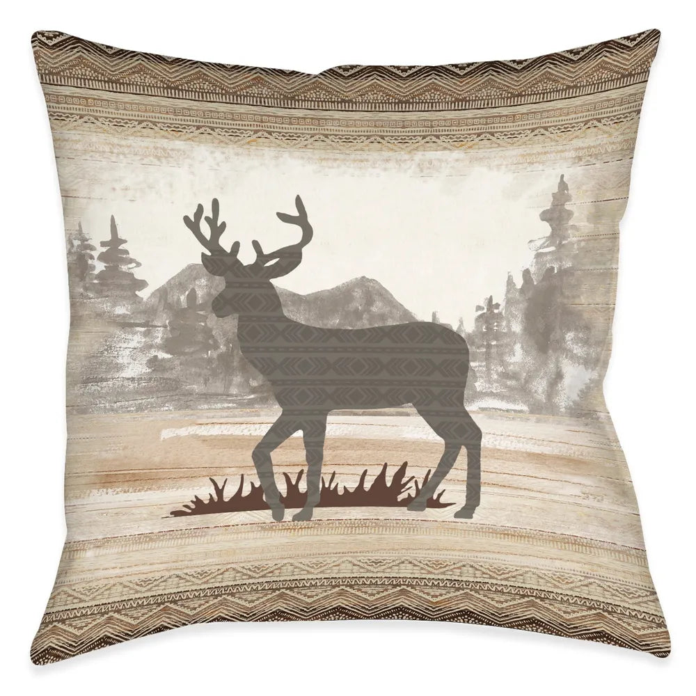 Mountain View Deer Indoor Decorative Pillow