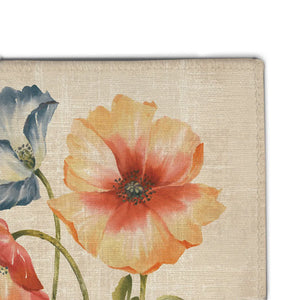 Multi Watercolor Poppies Chenille Accent Rug