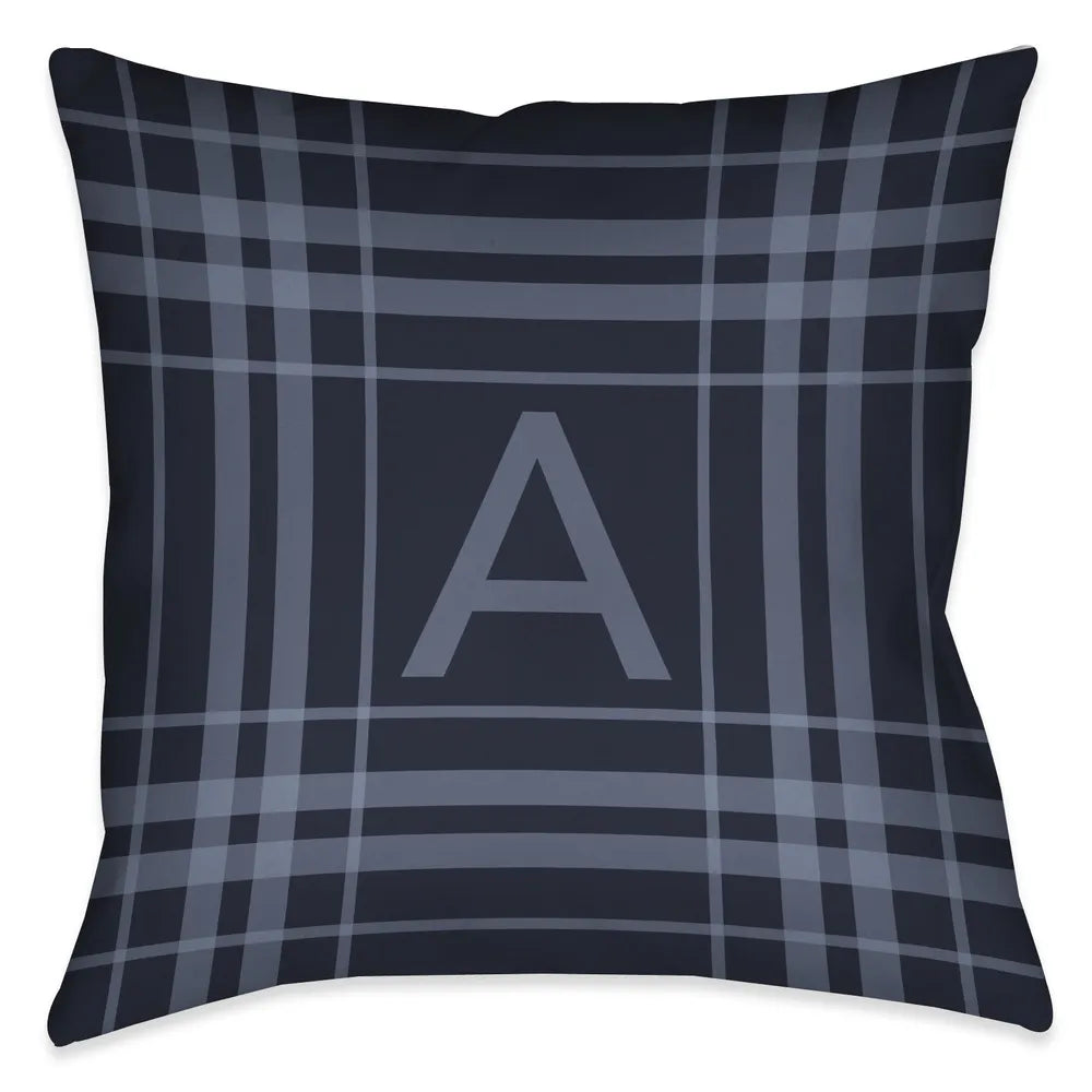 Navy Blue Plaid Pillow