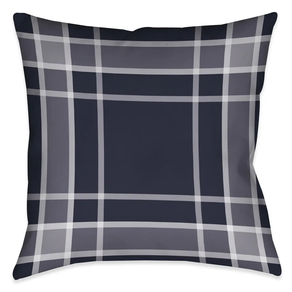 Navy plaid pillow