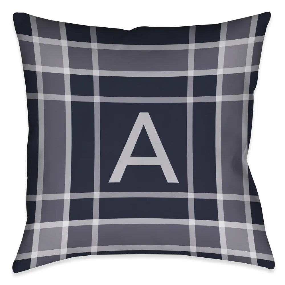 Navy plaid pillow