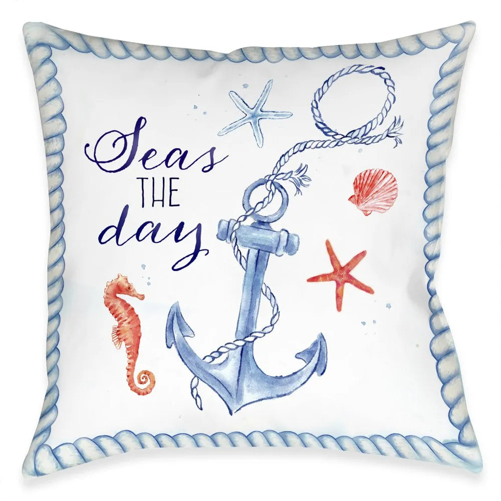 Nautical Sea Life Anchors Outdoor Decorative Pillow