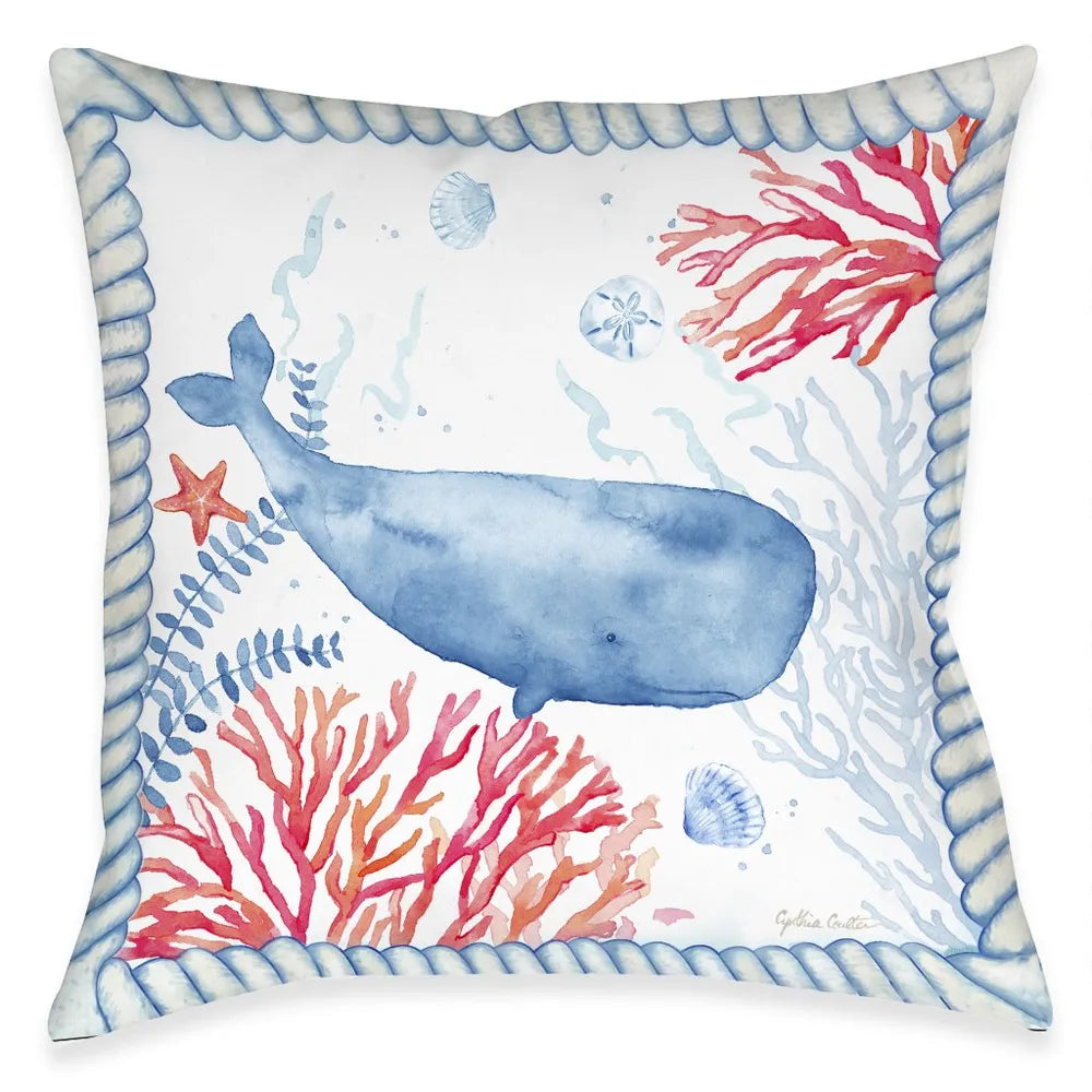 Nautical Sea Life Whale Indoor Decorative Pillow