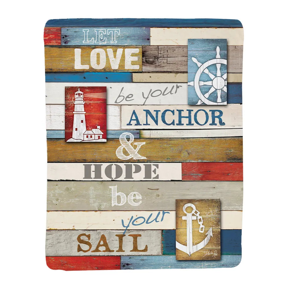 Nautical Anchor Sherpa Throw Blanket 