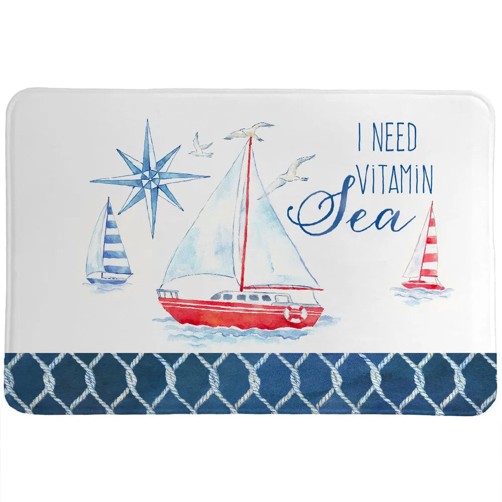 Nautical Sea Life Vitamin Sea Memory Foam Rug