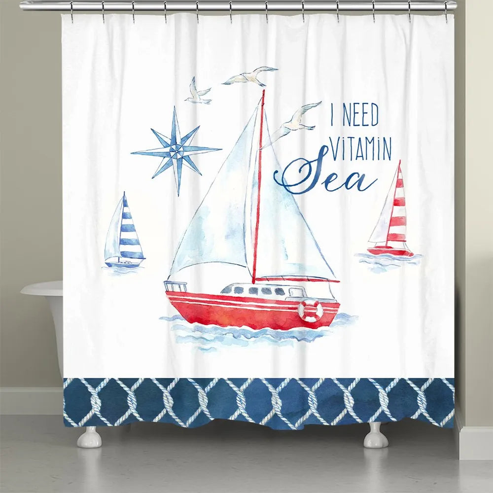 Nautical Sea Life Vitamin Sea Shower Curtain