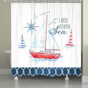 Nautical Sea Life Vitamin Sea Shower Curtain