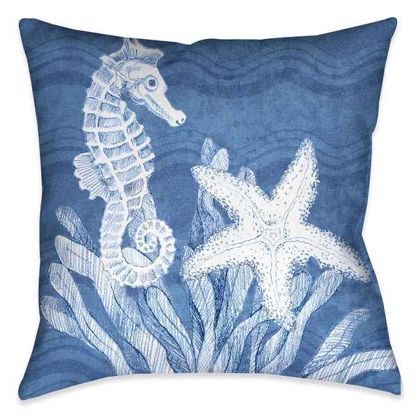 Ocean Wave Sea Life Outdoor Decorative Pillow - Laural Home